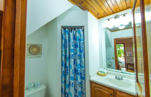 Kylpyhuone majoituspaikassa Las Rocas Resort and Dive Center
