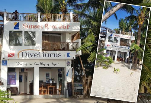 two pictures of a hotel on the beach at DiveGurus Boracay Beach Resort in Boracay