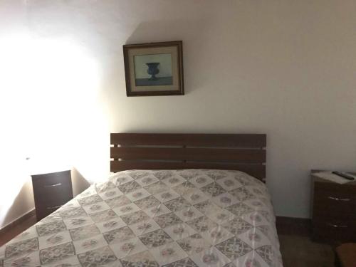a bedroom with a bed and a picture on the wall at Guesthouse Alberti Llogara in Shalë