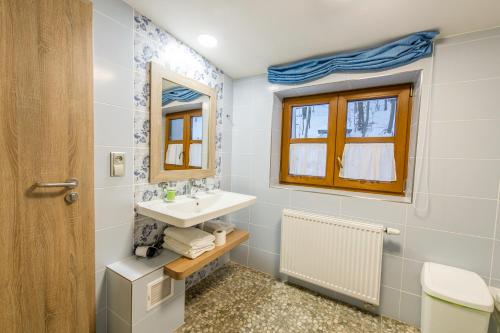 Koupelna v ubytování Restaurace a Penzion Bludoveček