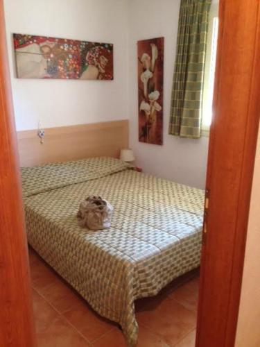 - un chat dormant sur un lit dans une chambre dans l'établissement sognu di mare, à Linguizzetta