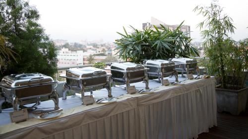 a table with four drums on top of it at Springs Hotels and Spa in Bengaluru