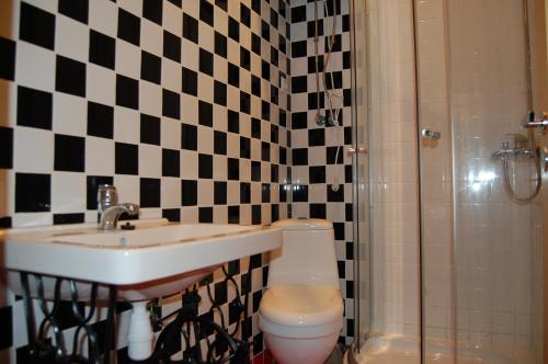 里加的住宿－Marta Apartment，一间带水槽、卫生间和淋浴的浴室