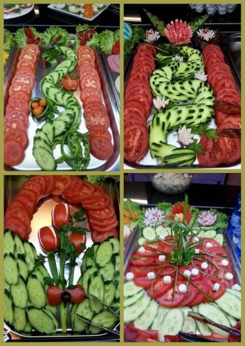 a collage of four pictures of different types of food at M&A Cityhotel Hildesheim in Hildesheim