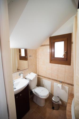 a bathroom with a toilet and a sink at Katalagari Country Suites in Archanes