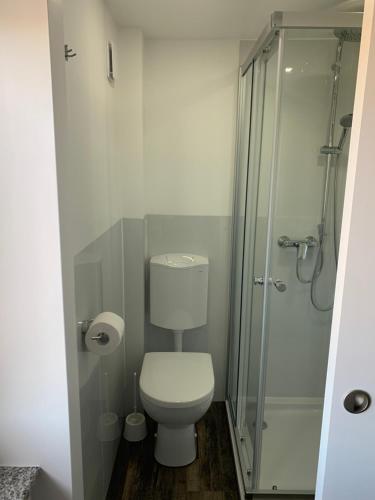 Et badeværelse på Apartman Decorus