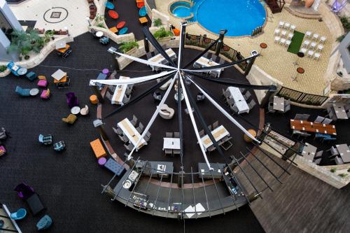 an overhead view of a toy ferris wheel at The Lord Forrest Hotel in Bunbury