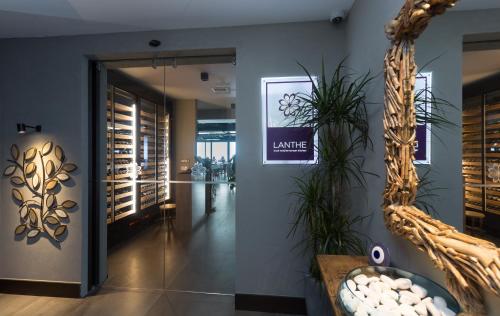 De lobby van een wijnwinkel met een plant. bij Perge Hotels - Adult Only 18 plus in Antalya