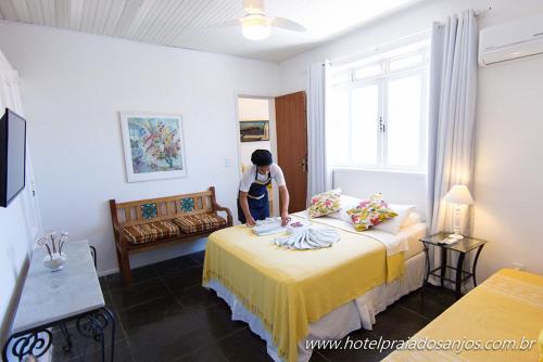 Cama o camas de una habitación en Pousada Hotel Praia dos Anjos