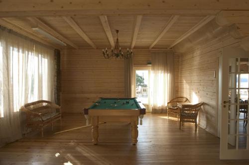 a room with a pool table in a room at Vershina Seligera in Svapushche