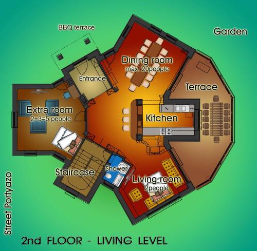 a floor plan of a house at Private Villa with indoor pool in Budapest
