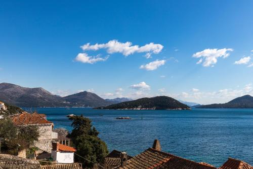 a view of a large body of water with mountains at Eco Apartments Kate in Suđurađ