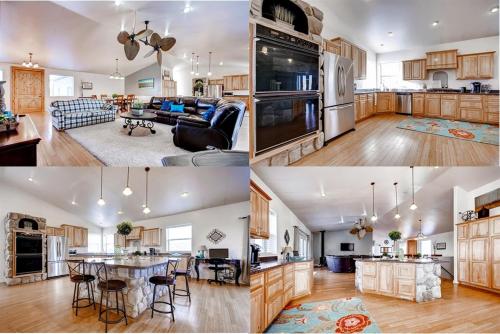 a collage of pictures of a kitchen and a living room at Bryce Country Cabins in Tropic