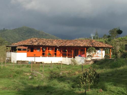 a house on a hill in a field at Reserva La Rivera in Salento