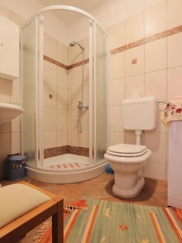 a bathroom with a toilet and a shower at Apartments Nives NB in Savudrija