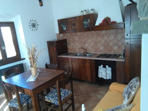 MarlianaにあるLa selva di Nasioのキッチン(テーブル、シンク、コンロ付)