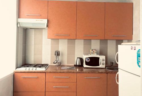 A kitchen or kitchenette at Посуточно 1 комн. евроквартира в самом центре Луганса