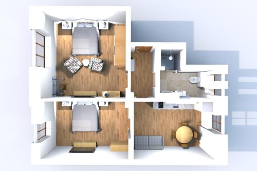 aometric view of a floor plan of a house at Prague Expat House in Prague