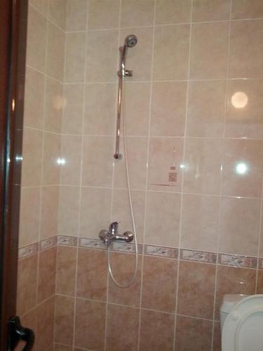 a shower in a bathroom with a toilet at Byala Perla Family Hotel in Byala
