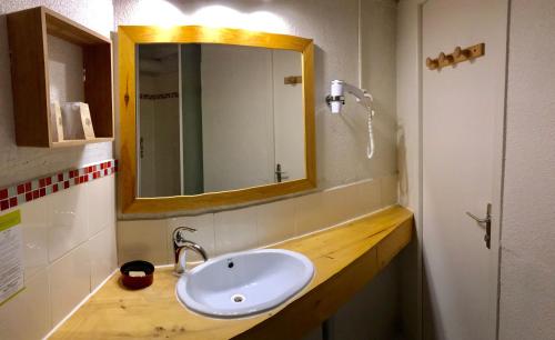 a bathroom with a sink and a mirror at Résidence Thibaud in Toulouse