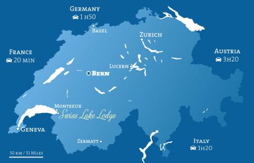 a map of the united states of america at Swiss Lake Lodge in Noville
