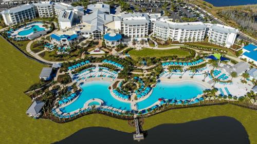 an aerial view of a resort with a pool at Margaritaville Resort Orlando with H2O Waterpark in Kissimmee