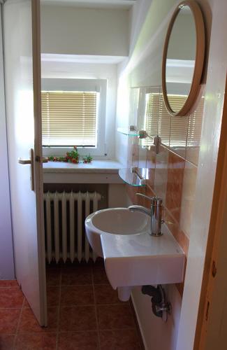 a bathroom with a sink and a mirror at Meissa in Mostek