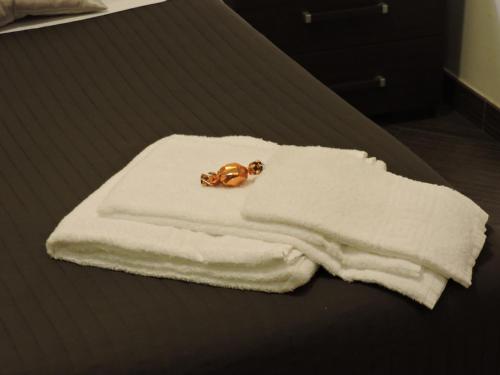 a ring sitting on top of towels on a bed at Una Notte Ai Musei Vaticani in Rome