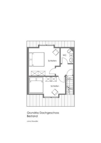 a floor plan of the ground floor of a house at Ferienhaus Harzinsel in Wernigerode