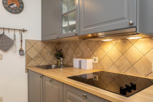 a kitchen with a sink and a counter top at Pansion Tina in Šilo