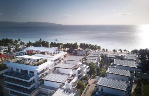 an aerial view of a building next to the ocean at Discovery Boracay in Boracay