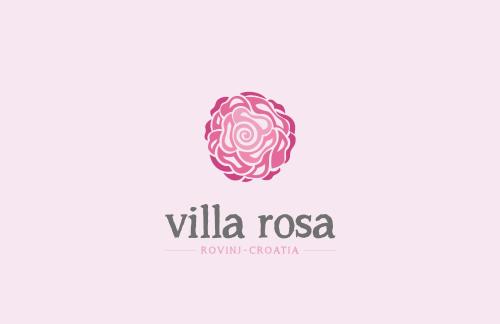 a logo for a restaurant with a flower in the middle at Apartments Villa Rosa in Rovinj