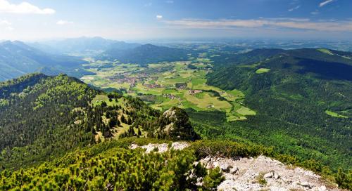 a view of a valley from the top of a mountain at Landhotel Binderhäusl Garni in Inzell