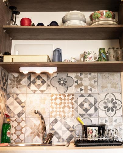 a kitchen with a sink and a counter top at Lucky 2 in Paralimni