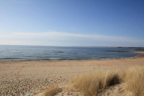 a sandy beach with the ocean in the background at Vejby Strand Hotel in Vejbystrand