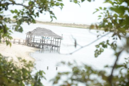 a dock on a body of water at Dinuda Resort in Kalpitiya
