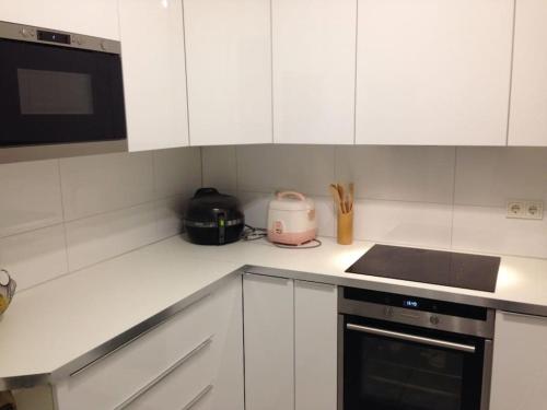 Kuchyň nebo kuchyňský kout v ubytování Privatzimmer an der Messe