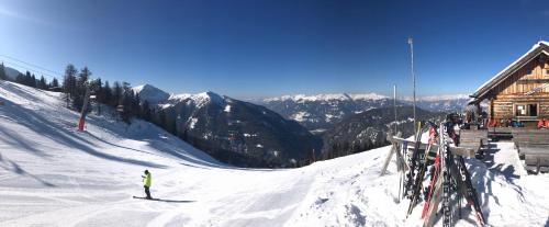 a person is skiing down a snow covered mountain at Haus Mup in Spittal an der Drau