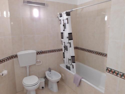 a bathroom with a toilet and a sink and a shower at Dunas do Alvor apartment 146 in Alvor
