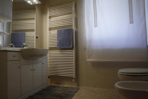 a bathroom with a sink and a toilet at Appartamento Al Castello in Levico Terme