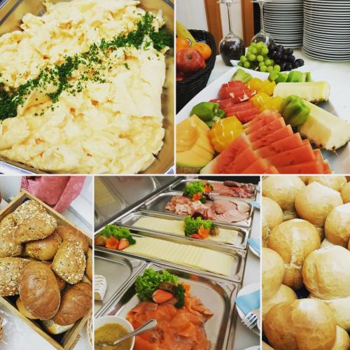 a collage of pictures of different types of food at Parkhotel Meerane in Meerane
