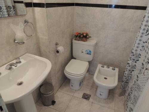 a bathroom with a toilet and a sink at Buenos Aires 435 in San Miguel de Tucumán