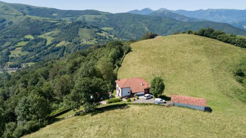 an aerial view of a house on a hill at Casa Katton in Etxalar