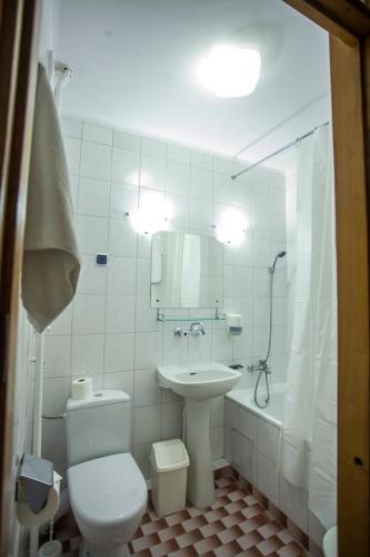 a bathroom with a toilet and a sink and a shower at Hotel Gromada Łomża in Łomża