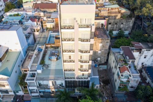 an aerial view of a city with buildings at Hue My Hotel in Ho Chi Minh City