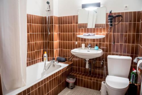 a bathroom with a toilet and a sink at Travel Homes - The EastSide, Parking and downtown in Colmar