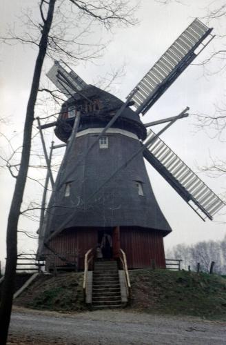 a windmill on top of a hill with stairs at Ferienwohnung am Nationalpark in Hellenthal