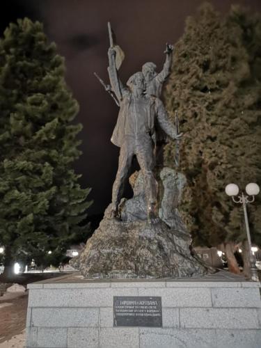 a statue of a man standing on a rock at Apartments & Rooms Bojic in Kolašin