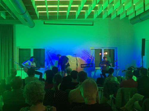 a crowd of people watching a band on a stage at Hotel Alea City in Pfaffenhofen an der Ilm