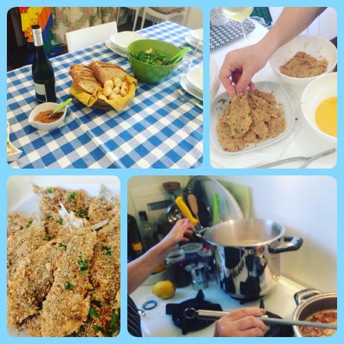 a collage of four pictures of food on a table at Casa Canale in Reggio Calabria